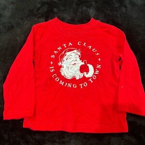 Holiday Time Red Santa Claus Kids Long Sleeve Tee